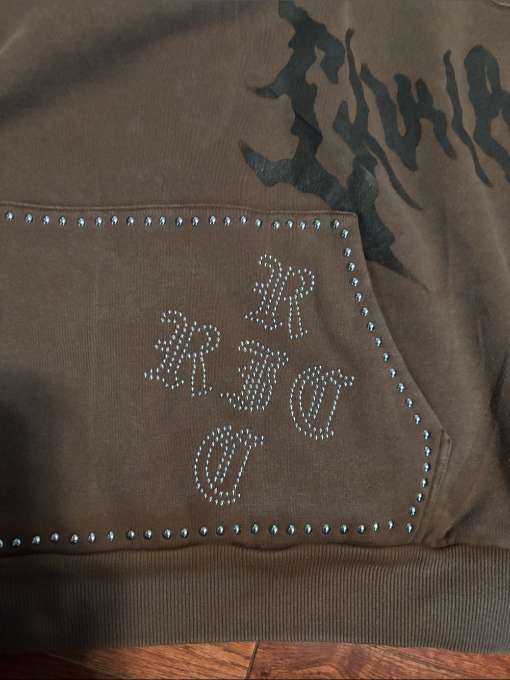 Civil Regime Brown Hoodie with studs Women’s Size: Small oversized NWT - Picture 5 of 8